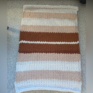 Striped Knit Blanket in Brown and Cream with matching Pillow